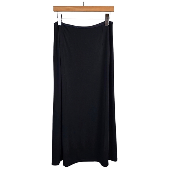 J. Jill Maxi Skirt LP Black Ponte Knit Full Length Minimalist Quiet Luxury - Picture 3 of 13